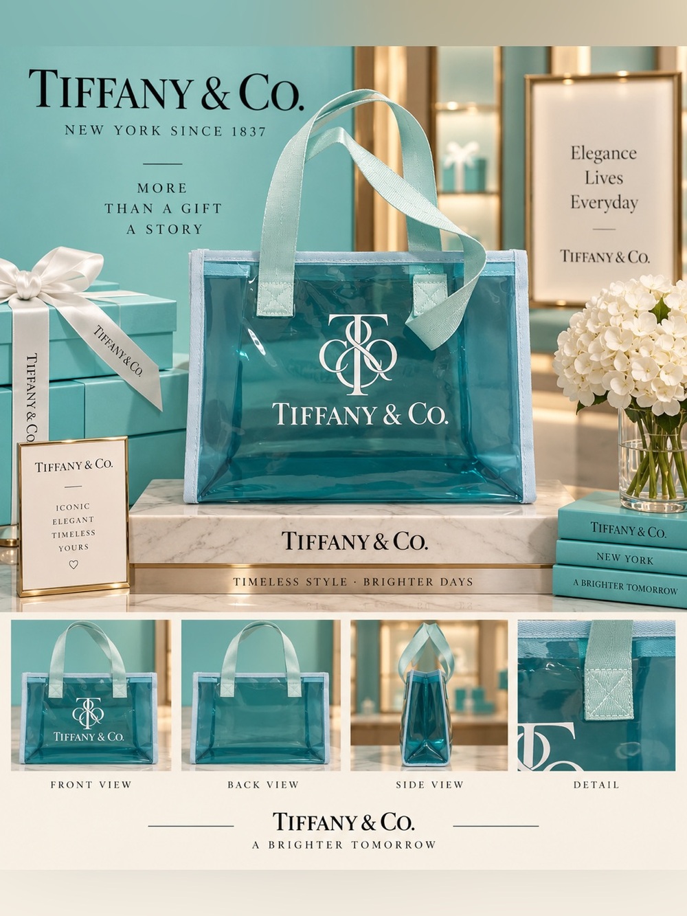 Clear Tote Bag in Blue
